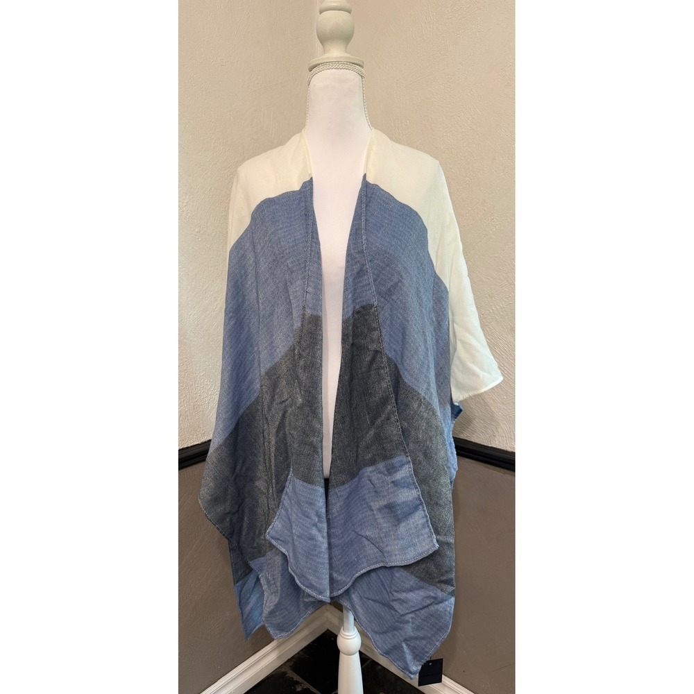 Do Everything In Love Women Colorblock Shawl Wrap Blue Cream One Size NWT